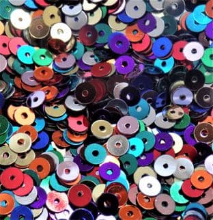 4mm Flat Round Sequins. Mixed Colour Pack x 10g