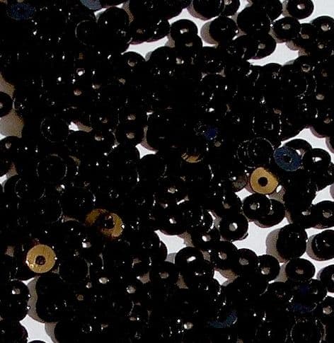 4mm Glossy Black Opaque Flat Round  Sequins x 10g