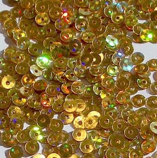4mm Hologram Gold Flat Round Sequins x 50g.