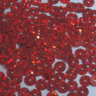 4mm Hologram Red Flat Round Sequins x 10g.