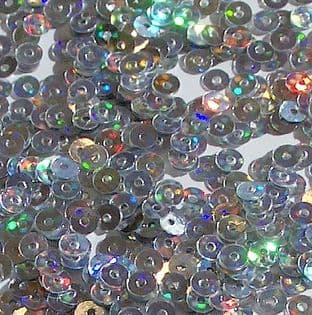 4mm Hologram Silver Flat Round Sequins x 10g