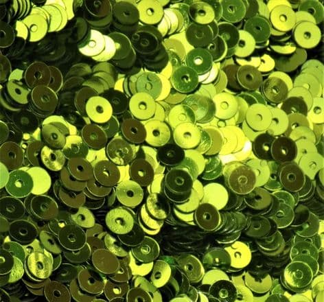 4mm Metallic Lime Green Flat Round Sequins x 10g.