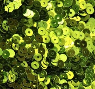 4mm Metallic Lime Green Flat Round Sequins x 10g.
