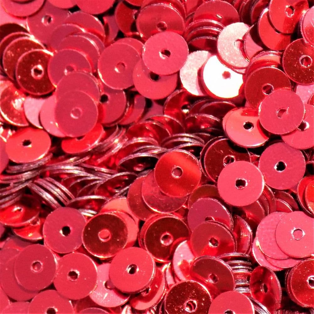 4mm Metallic Red Flat Round Sequins x 10g