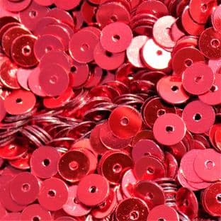 4mm Metallic Red Flat Round Sequins x 10g.