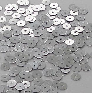 4mm Metallic Silver Flat Round Sequins. x 10g