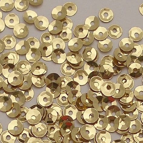 4mm Semi-cupped Metallic Gold  Round Sequins x 10g