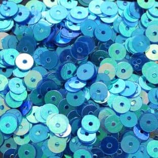 5mm Blue/Green Iridescent Flat Round Sequins x 15g