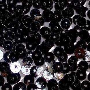 5mm Flat Round Glossy Black Sequins x 15g