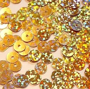 5mm Gold Hologram Flat Round Sequins x 15g