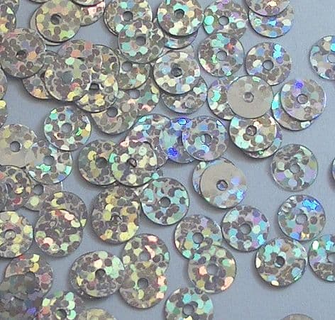 5mm Hologram Silver Flat Round Sequins x 15g