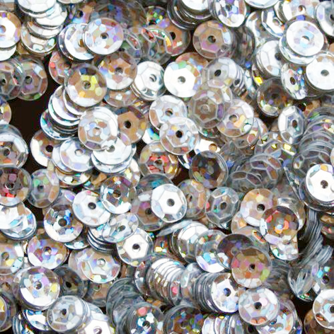 5mm Hologram Silver Semi-cupped Sequins x 12.5g