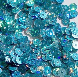 5mm Hologram Turquoise Flat Round Sequins x 15g