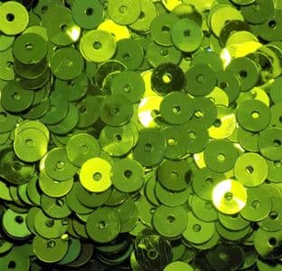 5mm Metallic Lime Green Flat Round Sequins x 15g