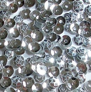 5mm Metallic Silver Semi-cupped Sequins x 12.5g