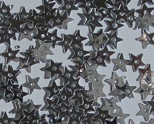 5mm Metallic Silver Star Sequins. x 15g