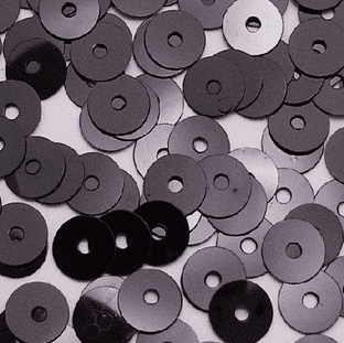 6mm Glossy Black Flat Round Sequins x 15g