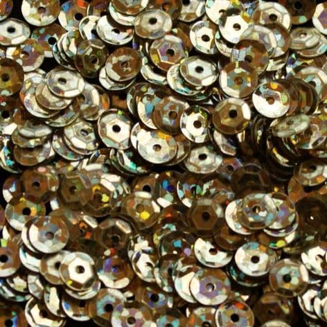 6mm Hologram Gold Semi-Cupped Sequins x 12g