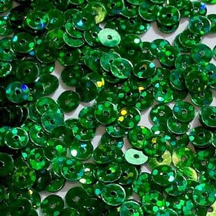 6mm Hologram Green Flat Round Sequins x 15g