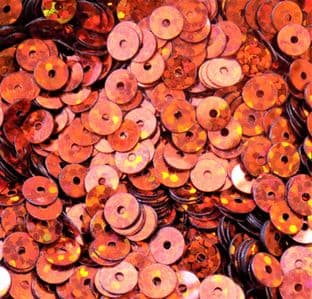 6mm Hologram Orange Flat Round Sequins x 15g