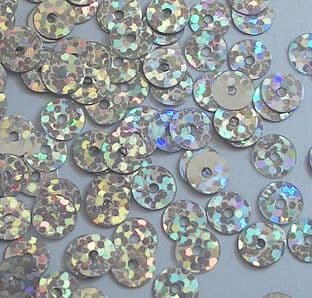 6mm Hologram Silver Flat Round Sequins x 15g