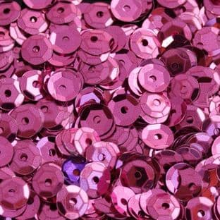 6mm Metallic Cerise Pink Semi-Cupped Sequins x 12g