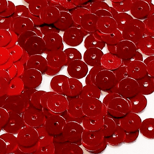 6mm Metallic Red Flat Round Sequins x 15g