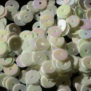 6mm Mother of Pearl Iridescent Flat Round Sequins x 15g