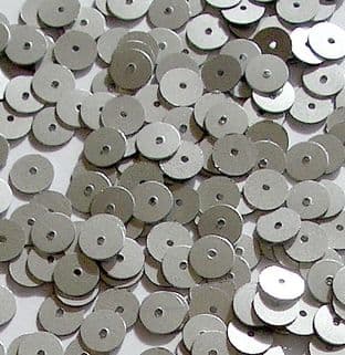 6mm Satin Silver Flat Round Sequins x 15g