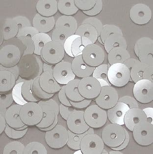 6mm Silky White Flat Round Sequins x 15g