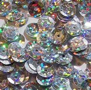 8mm Hologram Silver Semi-cupped Sequins x 20g