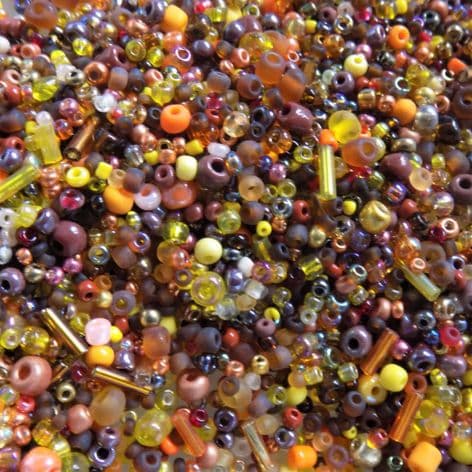 Autumn Colours Seed and Bugle Glass Bead  Mix x 25g