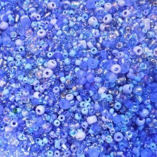 Blue Glass Seed Glass Bead Mix x 25g