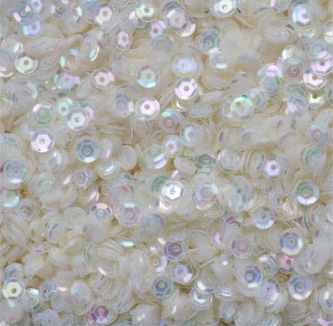 CLEARANCE 5mm Semi -Transparent Iridescent (AB) Semi-Cupped Round Sequins x 12.5g LAST FEW