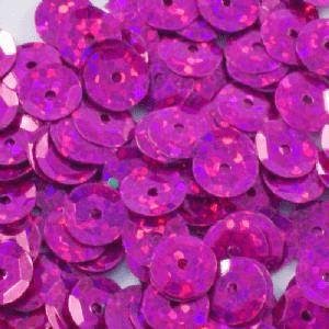 CLEARANCE Bulk Bag 100g 5mm Hologram Cerise Semi-Cupped Sequins.