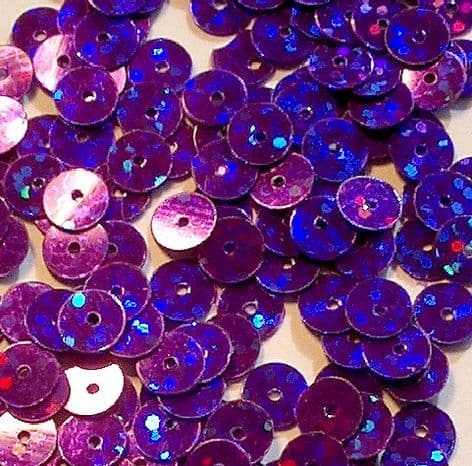 CLEARANCE \BULK BAG 6mm Hologram Purple Flat Round Sequins x 100g
