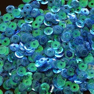 DISCONTINUED 4mm Blue/Green Iridescent Semi-cupped Sequins x 10g HALF PRICE