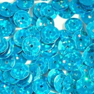 DISCONTINUED 6mm Hologram Turquoise Semi-cupped Sequins x 12g HALF PRICE