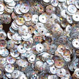 DISCONTINUED Value Pack 4mm Hologram Silver Semi-Cupped Sequins x 50g HALF PRICE