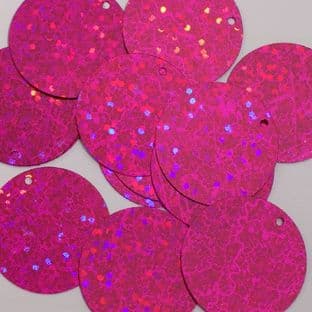 Extra Large 40mm Cerise Pink Hologram Penny Sequins x 150