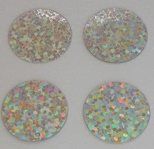 Extra Large 40mm Silver Hologram Sequins x 150