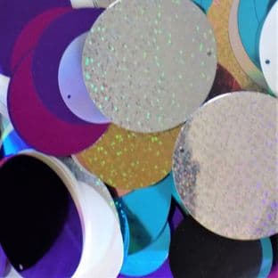 Extra Large Round Sequin Mix x 200g. Mixed sequins from 40mm to 60mm