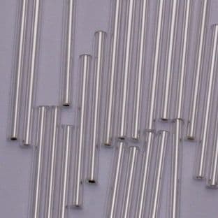 Extra Long 30mm Glass Bugle Beads. Silver Lined x 100