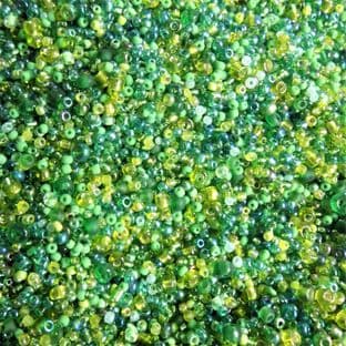Green Glass Seed and Bugle Bead Mix x 25g