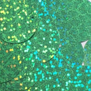 Large 25mm Hologram Green Penny Sequins x 150