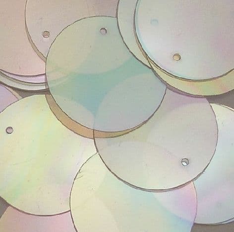 Large 30mm Clear Iridescent Flat Sequins x 100
