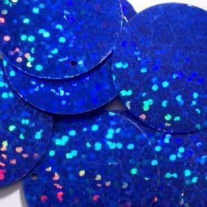 Large 30mm Hologram Blue Disc Sequins x 100