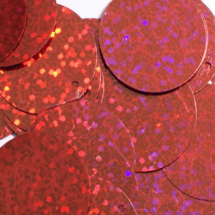 Large 30mm Hologram Effect Red Disc Sequins x 100