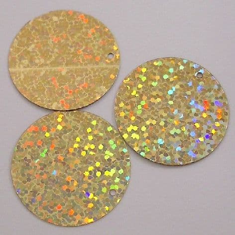 Large 30mm Hologram Gold Disc Sequins x 100