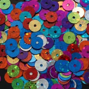 Large Pack 6mm Hologram Flat Round Sequins. Mixed Colour Pack x 15g